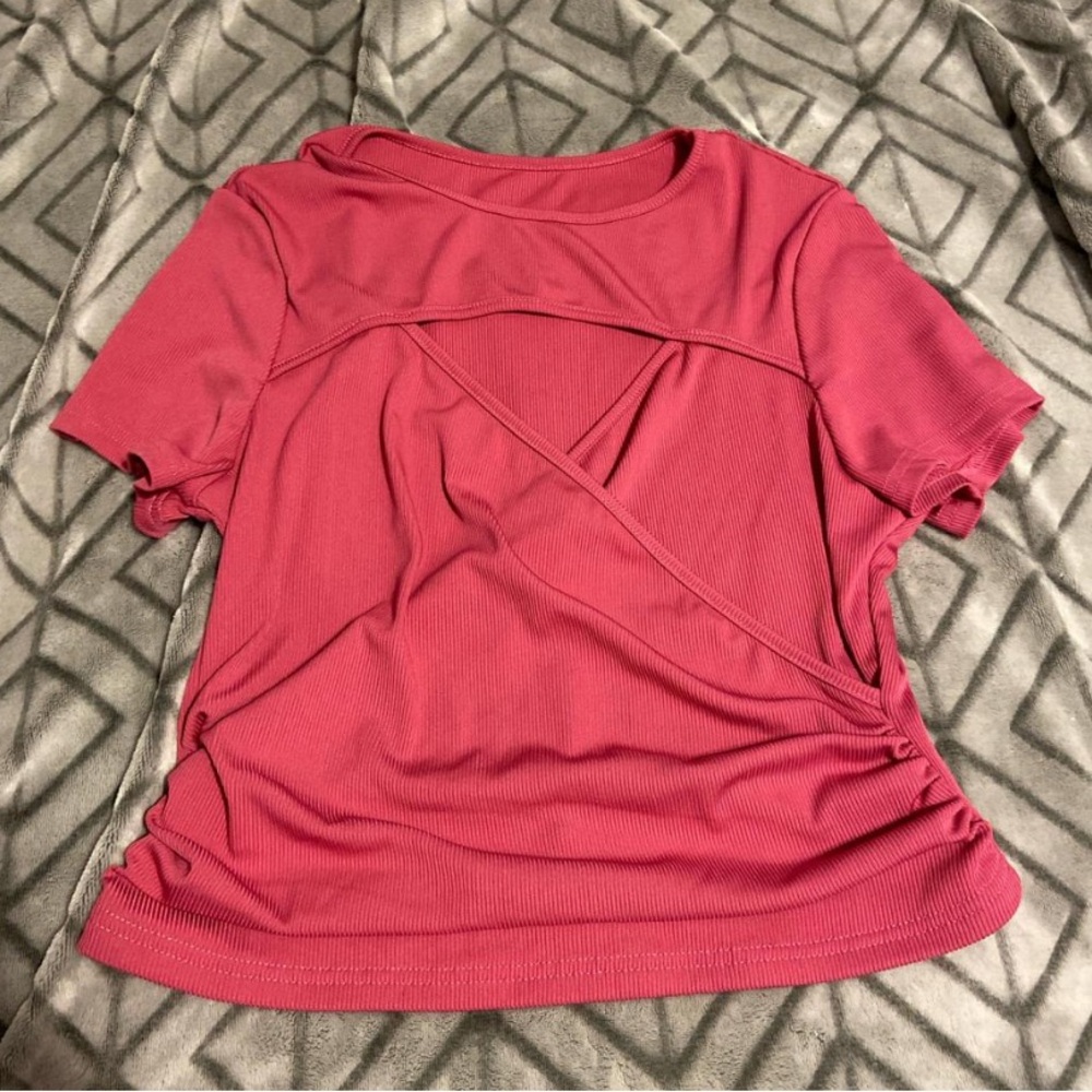 Women's Pink Keyhole Baby Tee